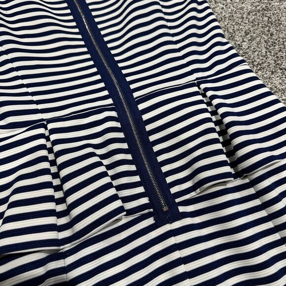 Ivy & Blu Striped Ponte Knit Peplum Dress, Navy Blue White, Size 100 - Picture 5 of 13